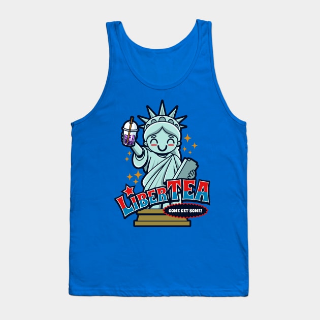 Funny Cute Kawaii Liberty Statue America Pun Meme Gift For Boba Tea Lovers Tank Top by Originals By Boggs